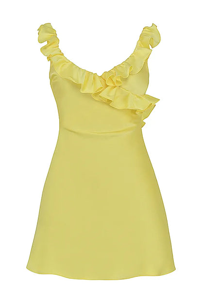 Tink Buttercup Satin Ruffle Mini Dress