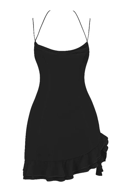 Rossella Black Ruffle Mini Dress