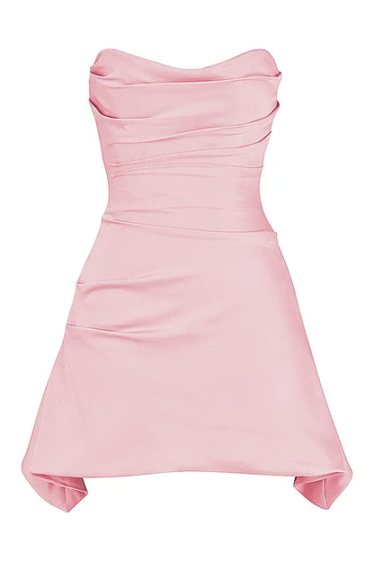 Jasmine Rose Pink Draped Strapless Corset Dress