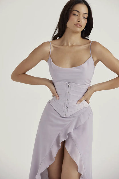Vienne Grey Satin Underbust Corset