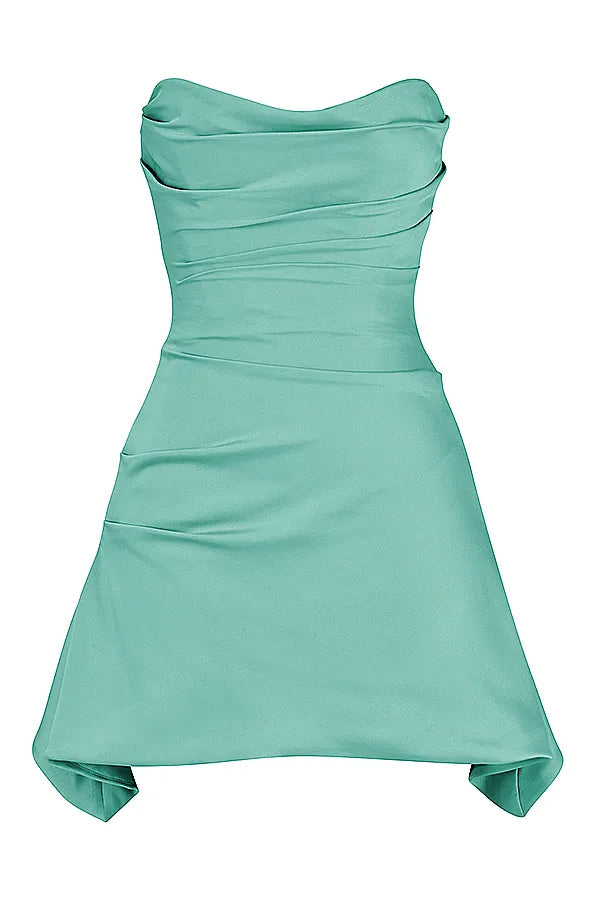 Jasmine Jade Draped Strapless Corset Dress
