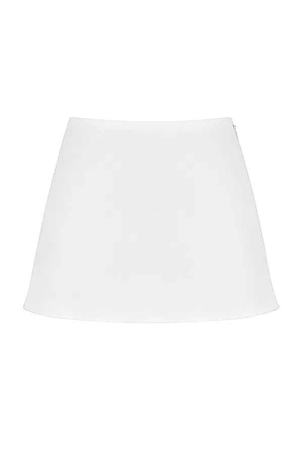 Mallie White Linen A-Line Mini Skirt