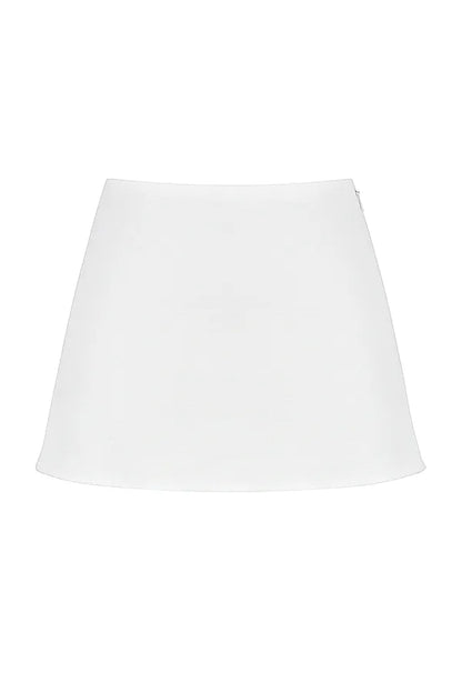 Mallie White Linen A-Line Mini Skirt