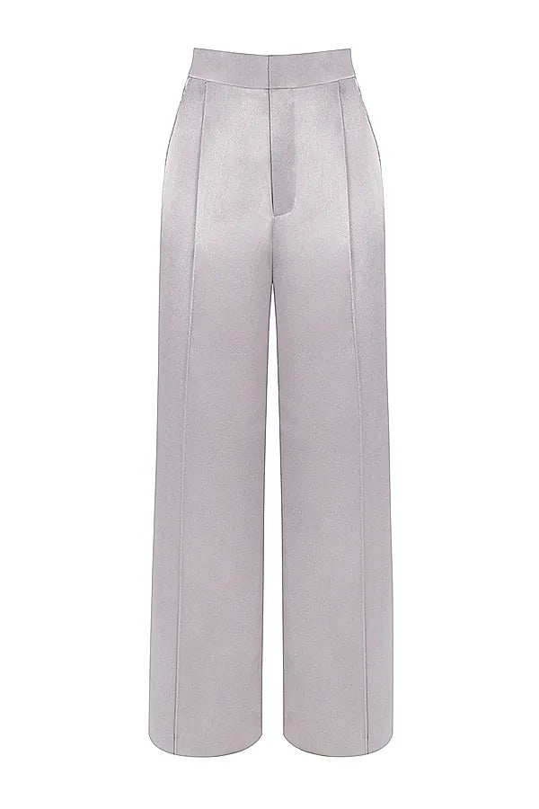 Alivia Grey Satin Trousers