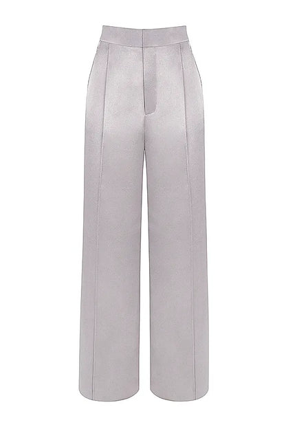 Alivia Grey Satin Trousers