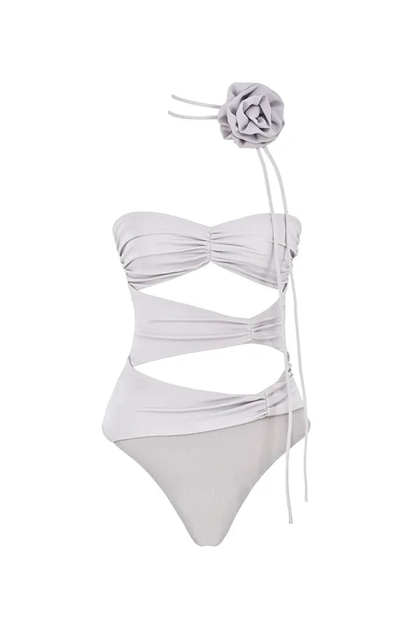 Joie Grey Flower Trimmed Bodysuit