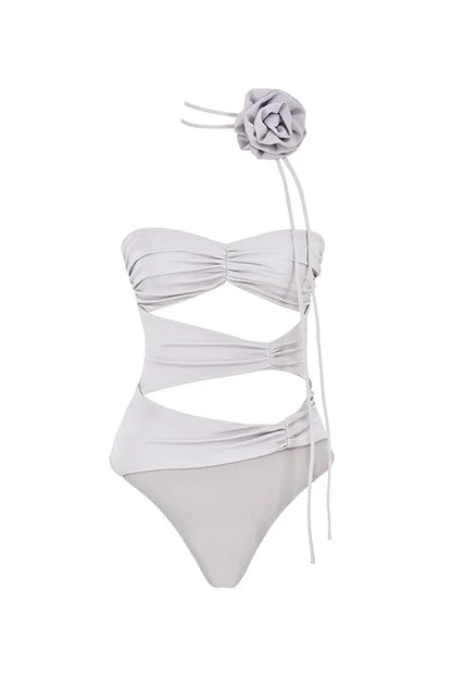Joie Grey Flower Trimmed Bodysuit