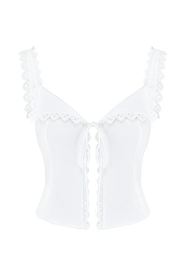 Amber White Lace Trim Top