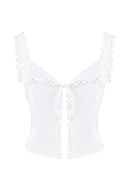 Amber White Lace Trim Top