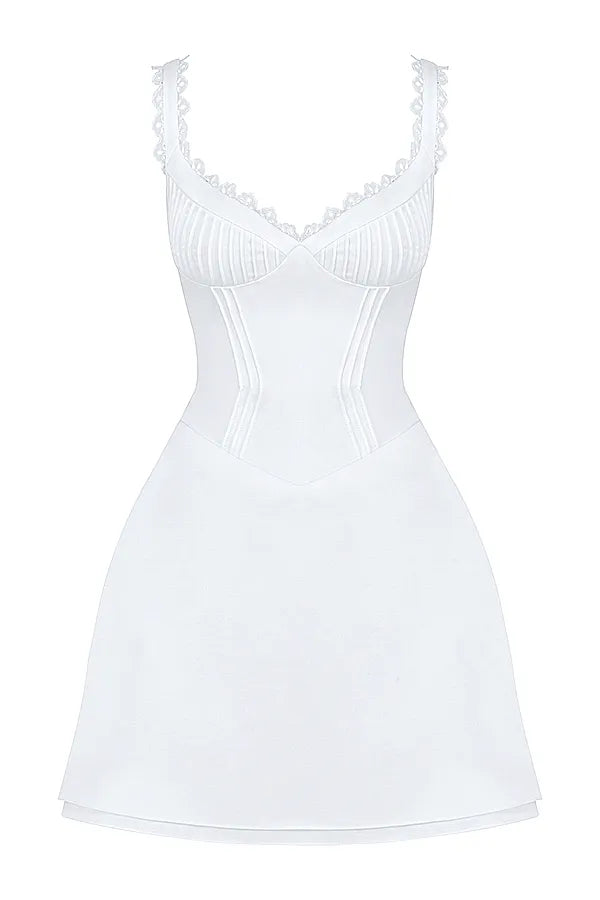 Tilly White Pin Tuck Mini Dress