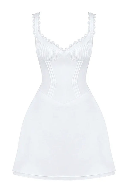 Tilly White Pin Tuck Mini Dress