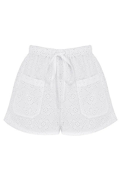 Mae White Broderie Anglaise Shorts