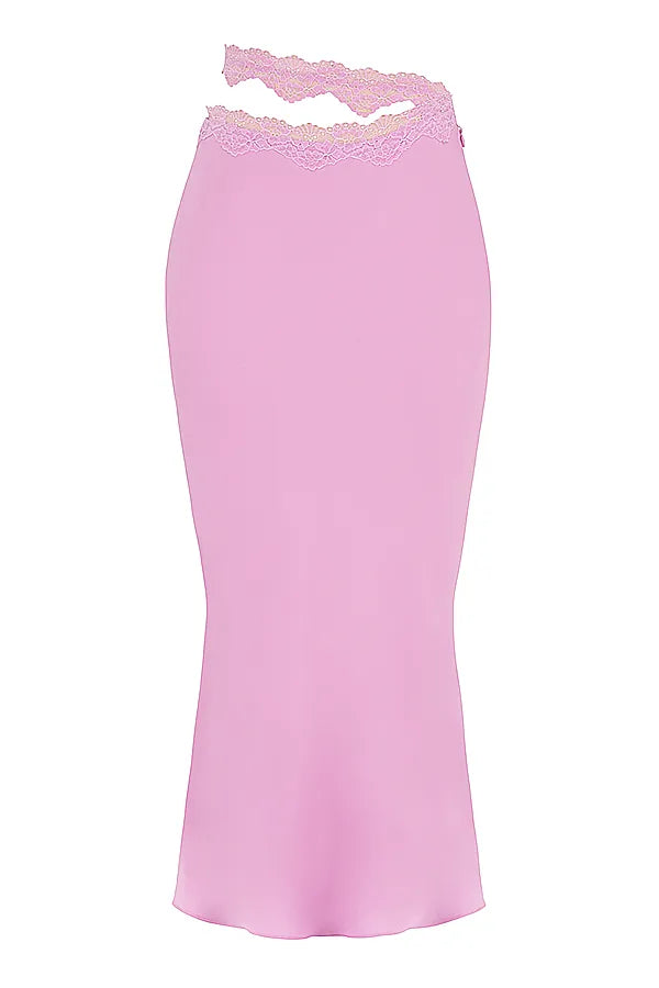 Mathilda Pink Lace Trim Maxi Skirt