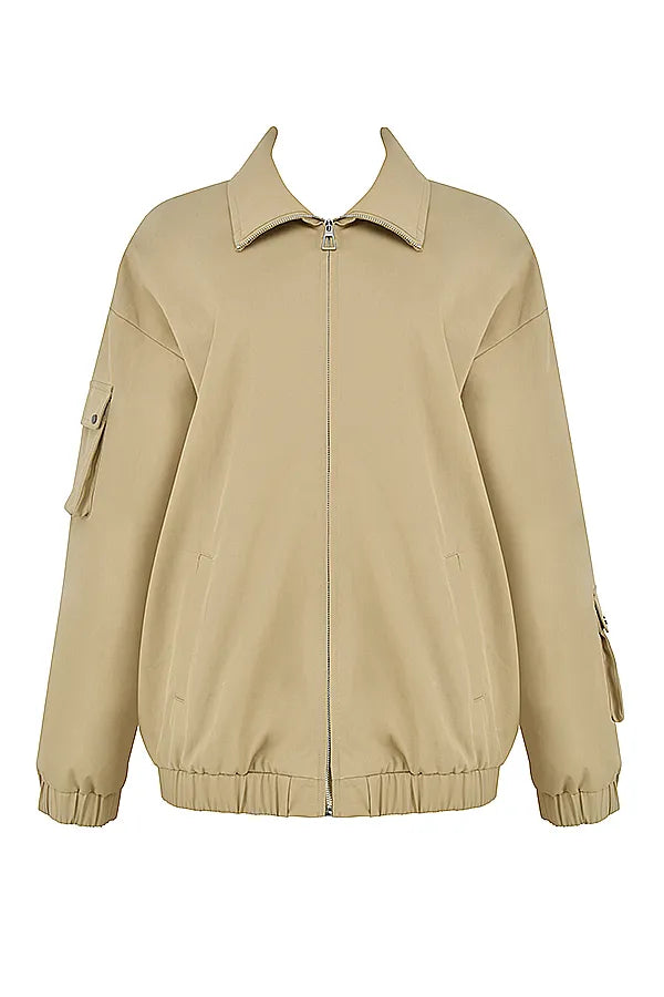 Cami Taupe Oversized Track Jacket