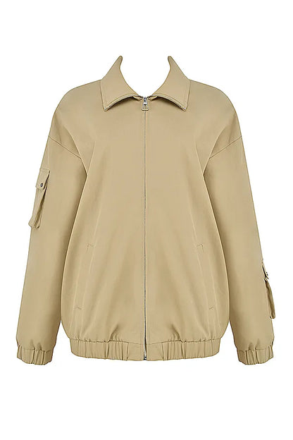 Cami Taupe Oversized Track Jacket