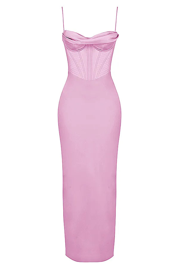 Charmaine Pink Corset Maxi Dress