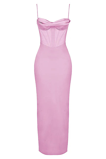 Charmaine Pink Corset Maxi Dress