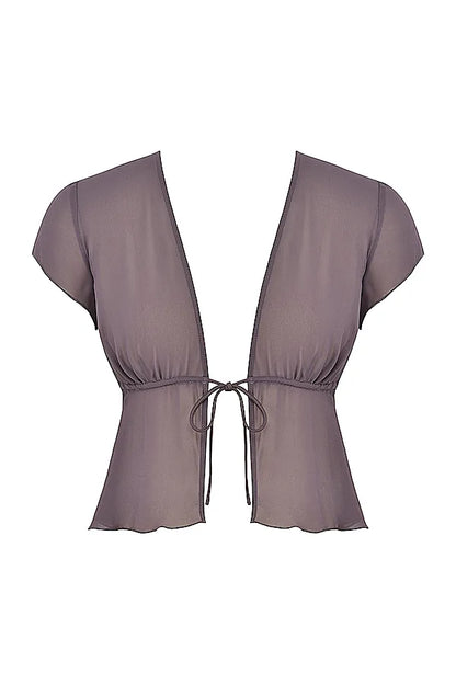 Maia Dark Mauve Tie Front Top