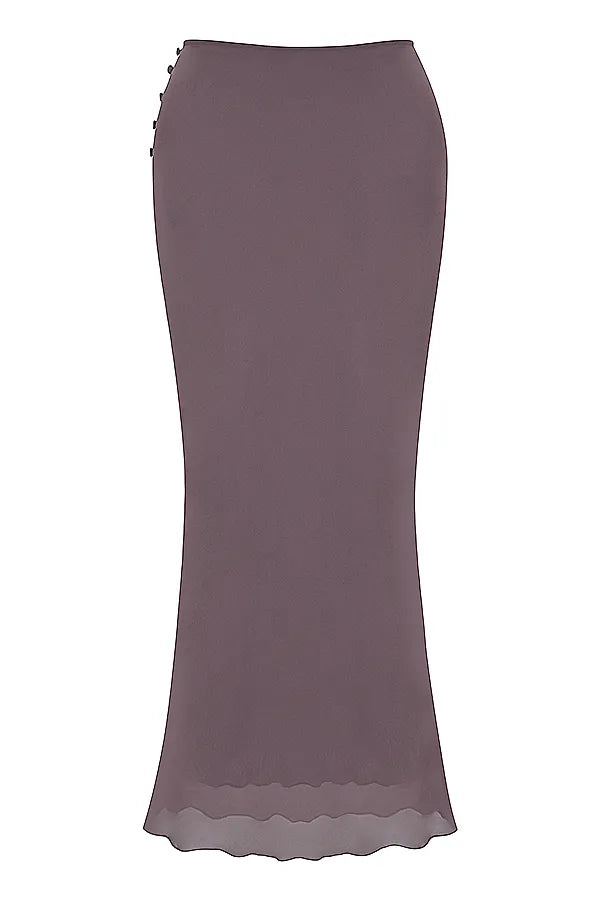Dyana Dark Mauve Bias Cut Maxi Skirt
