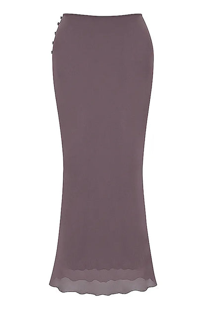 Dyana Dark Mauve Bias Cut Maxi Skirt