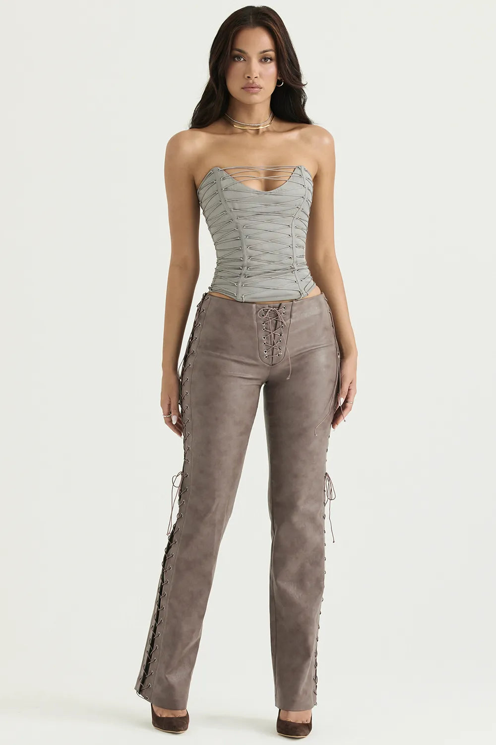 Mirabelle Smoke Lace Up Corset