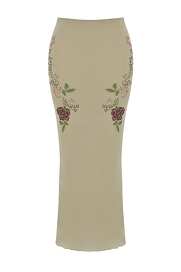 Lailah Artichoke Floral Maxi Skirt