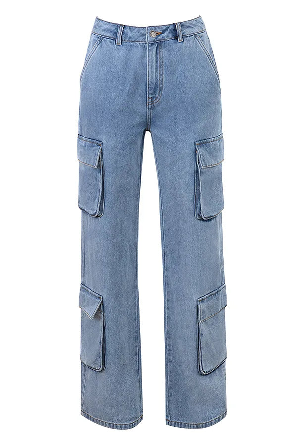 Ria Blue Washed Utility Jeans