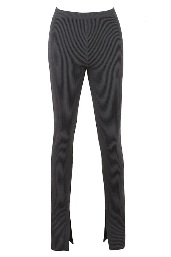 Mitzi Dark Grey Ribbed Knit Leggings