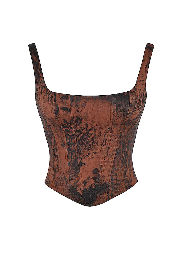 Rafa Antique Copper Satin Longline Corset