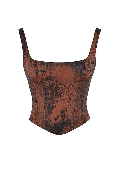 Rafa Antique Copper Satin Longline Corset