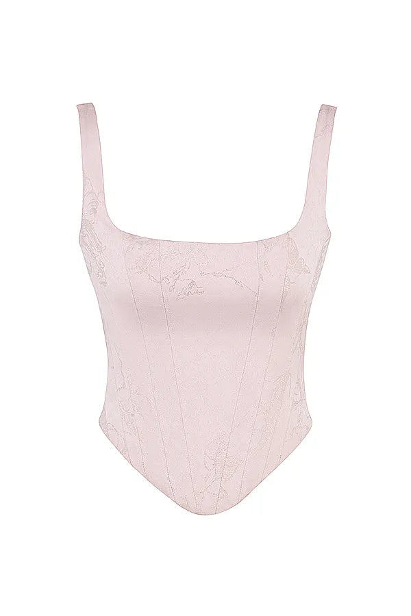 Rafa Pink Floral Satin Longline Corset