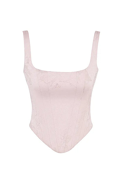 Rafa Pink Floral Satin Longline Corset