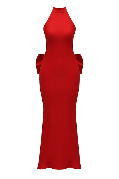 Ilaria Red Bow Halter Dress