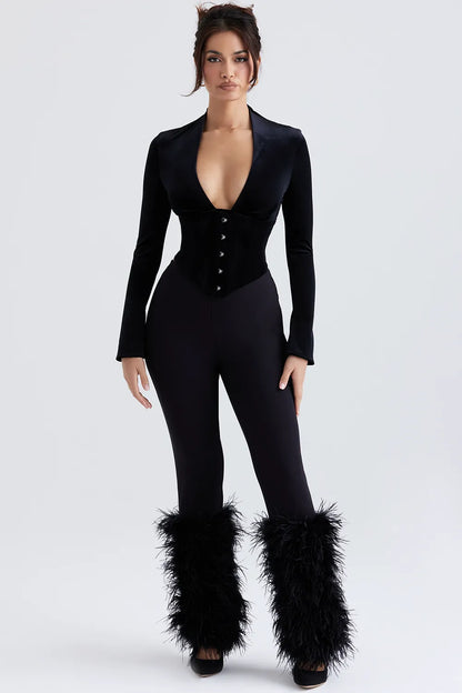 Nicolette Black Trimmed Trousers