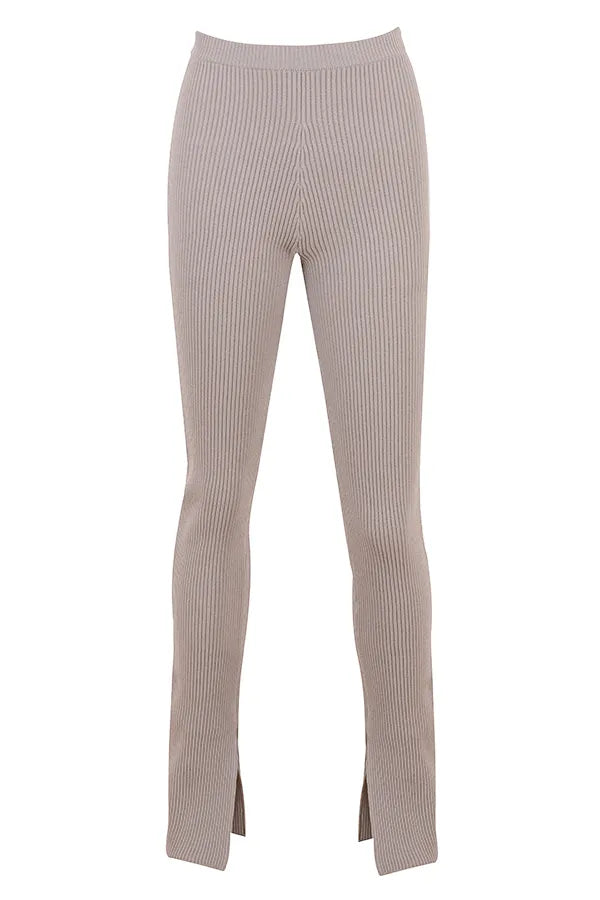Mitzi Taupe Ribbed Knit Leggings