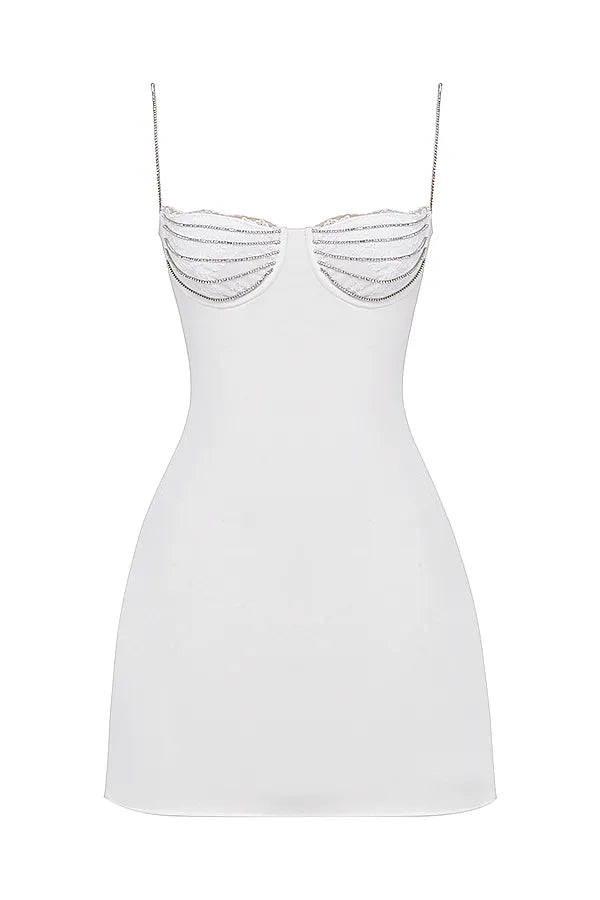 Grace Ivory Crystallised Mini Dress