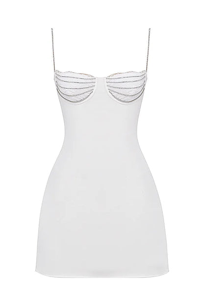 Grace Ivory Crystallised Mini Dress