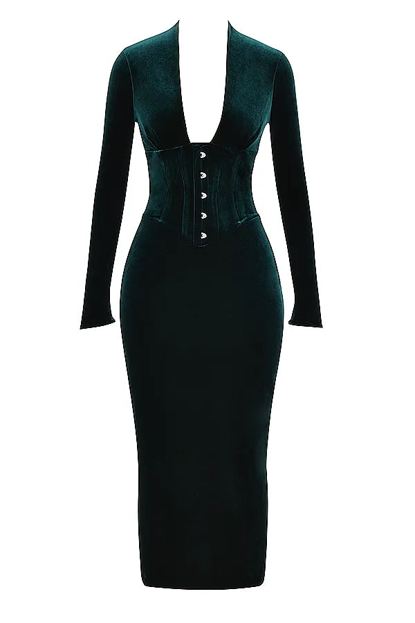 Arabella Forest Velvet Corset Dress