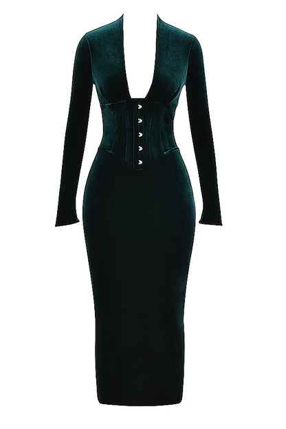 Arabella Forest Velvet Corset Dress