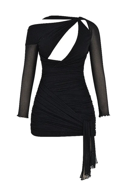Santa Black Glitter Cutout Mini Dress