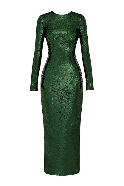 Belle Pine Green Sequin Maxi Dress