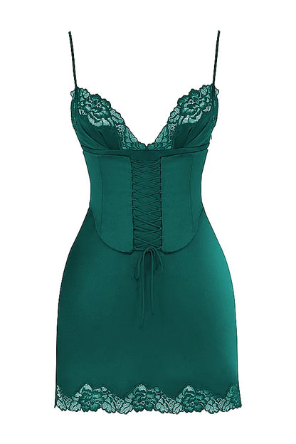Soraya Forest Satin Slip Dress