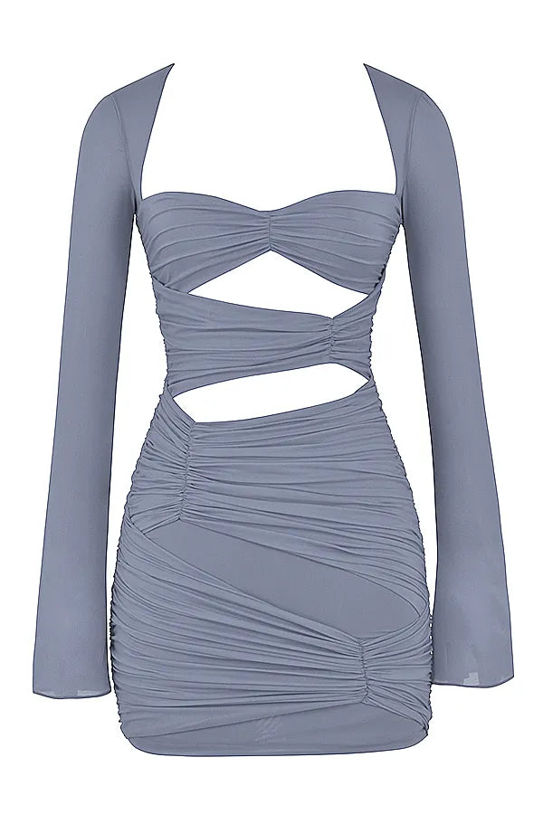 Camille Dove Grey Real Silk Mini Dress