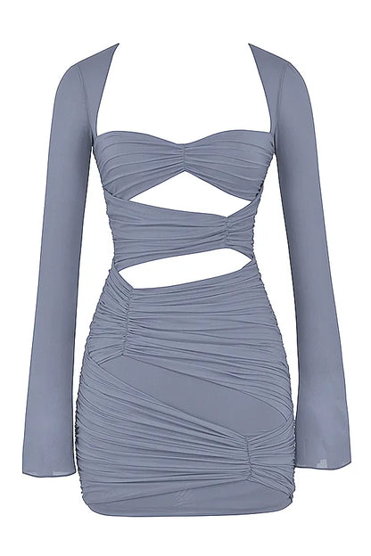 Camille Dove Grey Real Silk Mini Dress