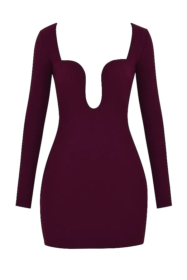 Marcella Merlot Plunge Corset Dress