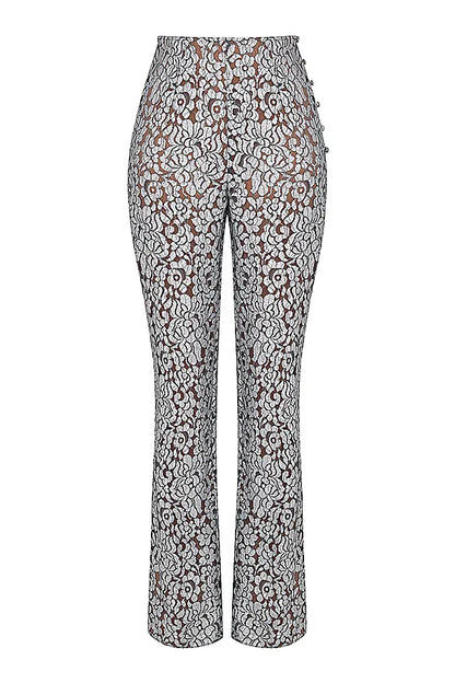Mara Silver Metallic Lace Trousers