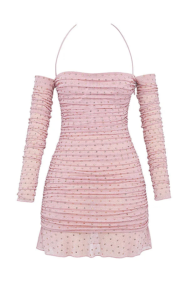 Estella Soft Pink Crystallised Dress