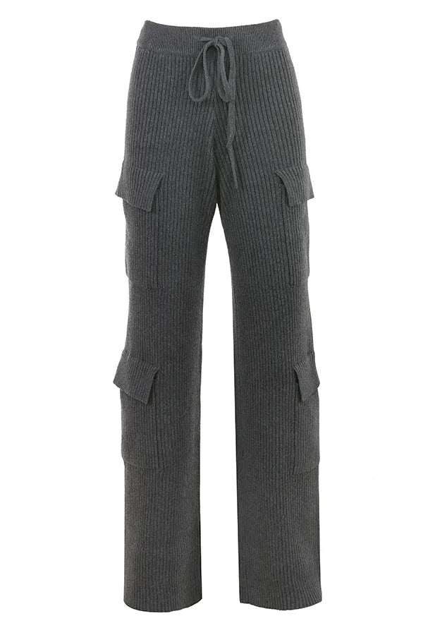 Tea Charcoal Knitted Utility Trousers