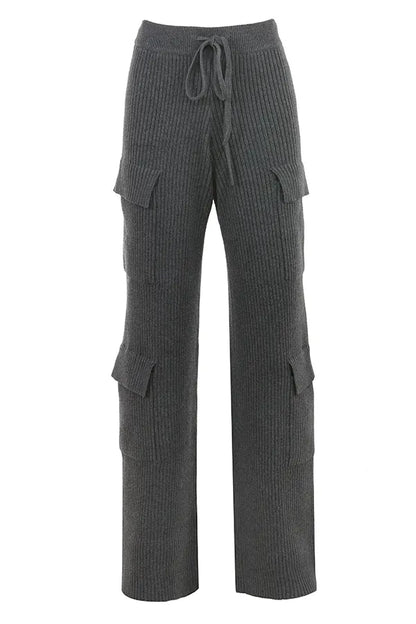 Tea Charcoal Knitted Utility Trousers