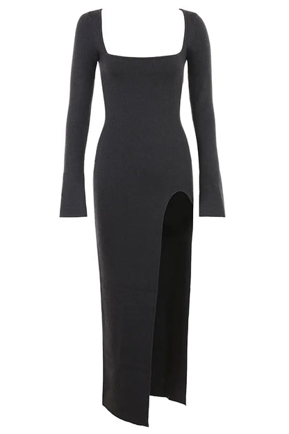 Tolani Charcoal Cashmere Knit Maxi Dress